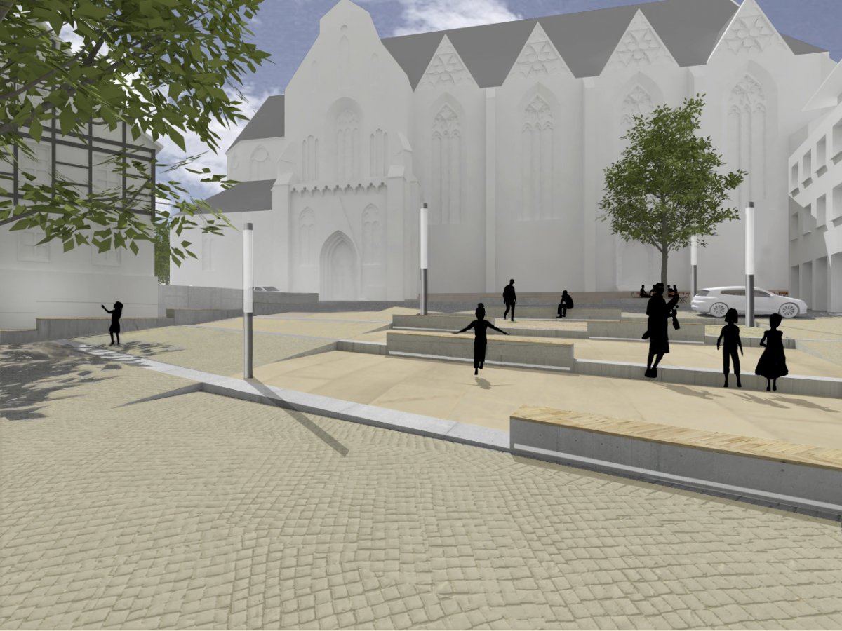 Ägidienkirchplatz, Blick in Richtung Kirche