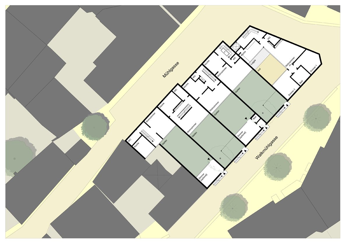 1. Obergeschoss: private Gärten