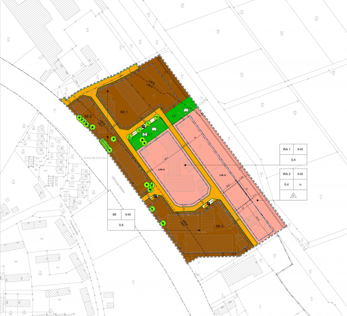 Planzeichnung zum Bebauungsplan