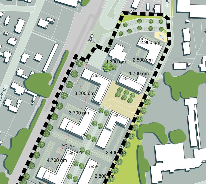 Weiterentwicklung städtebauliches Konzept: Ausschnitt Quartiersplatz